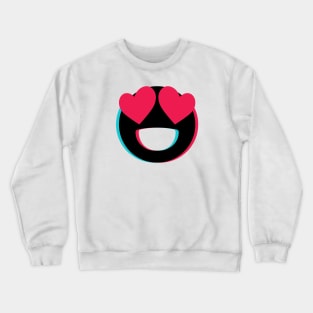 TikTok lovely eyes heart emoji smiley Black Crewneck Sweatshirt